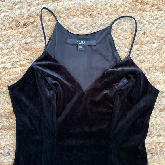 Guess Small Black Velvet 90s Witchy Goth Spaghetti Strap Dress - Picture 3 of 7